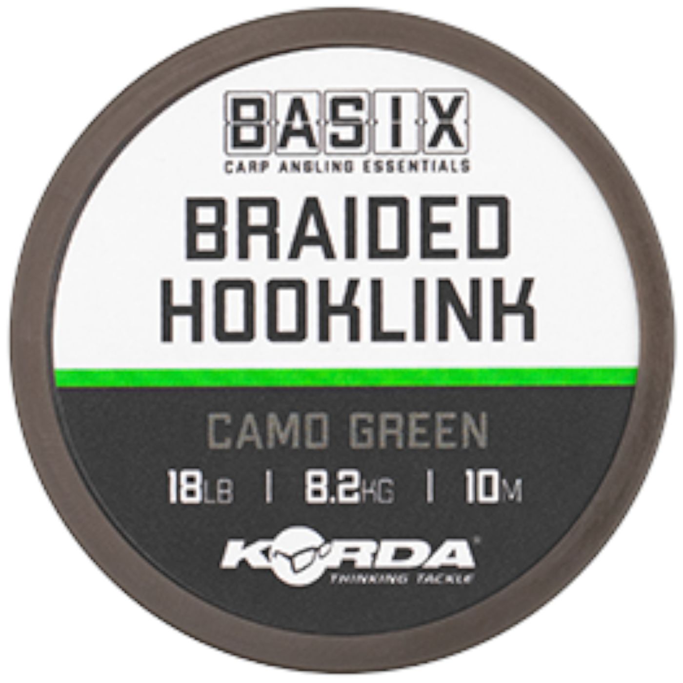 Bild von KORDA Basix Braided Hooklink 8,2kg 10m Camo Green (0,55 € pro 1 m)