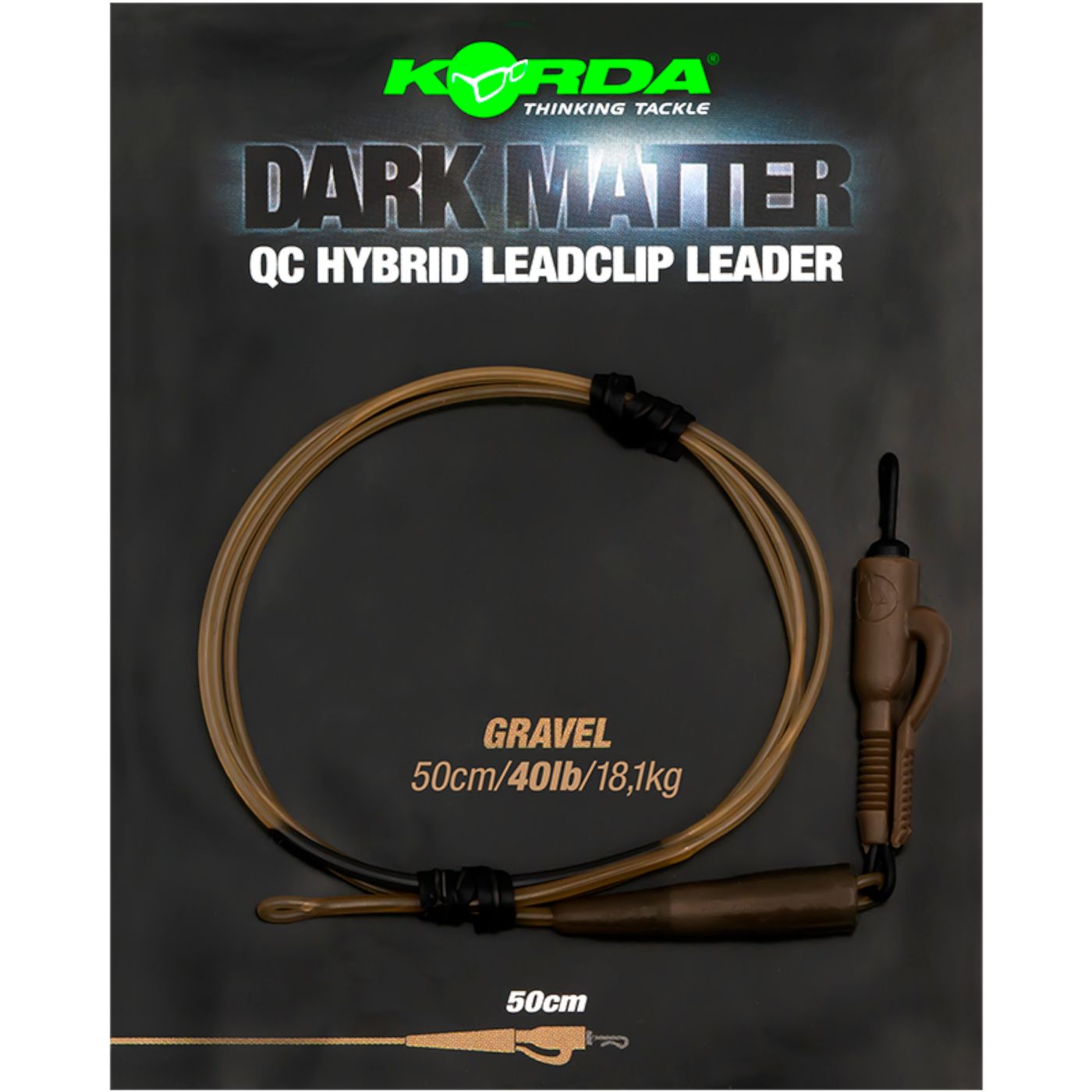Bild von Korda 50cm 40lb Dark Matter Leader QC Hybrid Clip - Karpfenvorfach