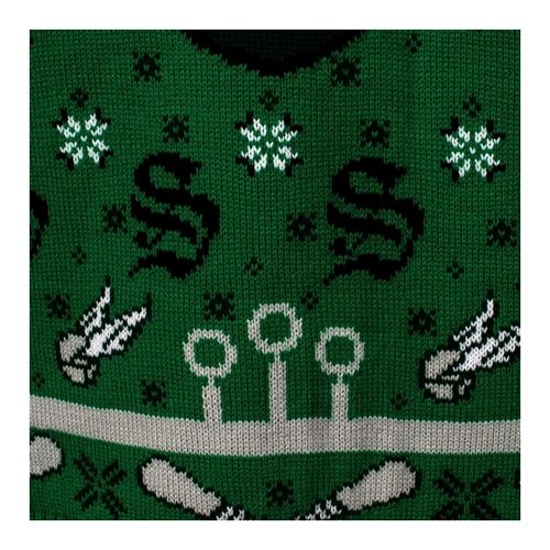 Bild von Harry Potter Slytherin Quidditch Knitted Christmas Jumper - XL