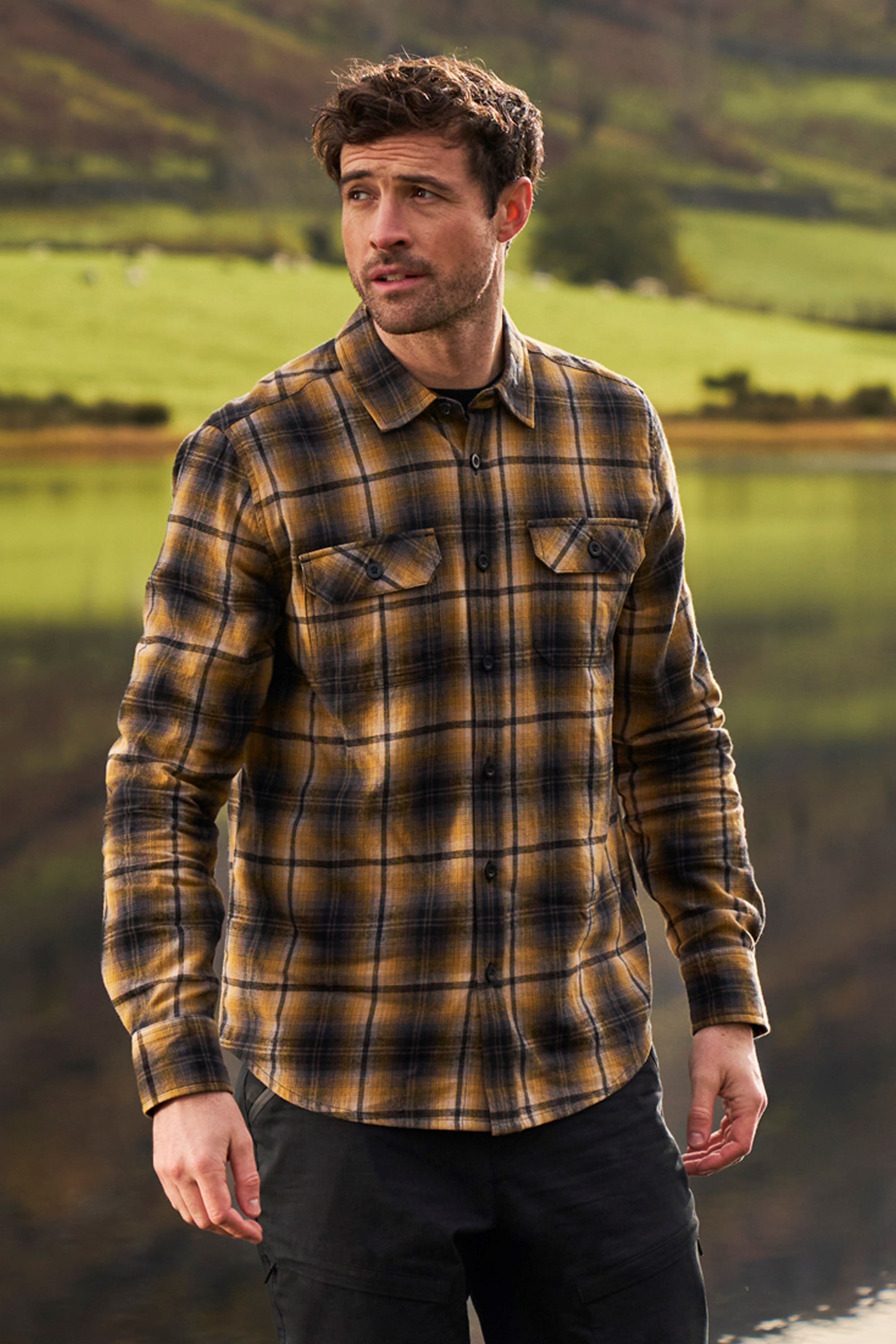 Bild von Trace Langärmliges Flanell-Shirt für Herren  - Gelb