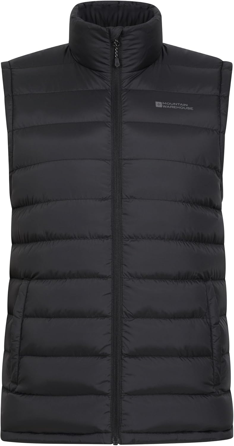 Bild von Mountain Warehouse Seasons Herren-Steppweste - Outdoor-Weste für Herren zum Wandern, Laufen, Joggen und Radfahren oder bei Regen, ärmellose Steppweste für Herren Schwarz X-Small