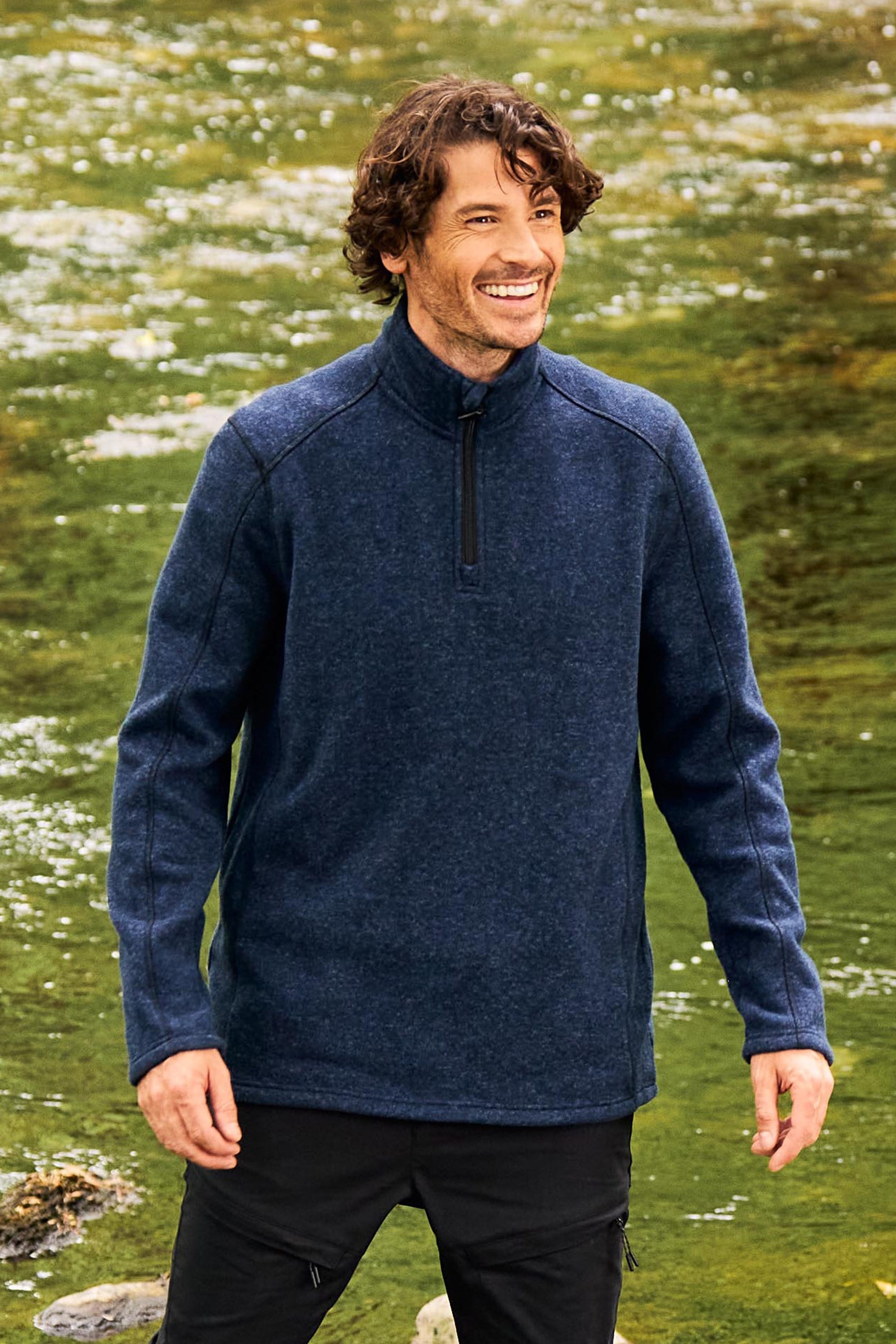 Bild von Idris II Herren-Fleece mit halbem Reißverschluss - Marineblau