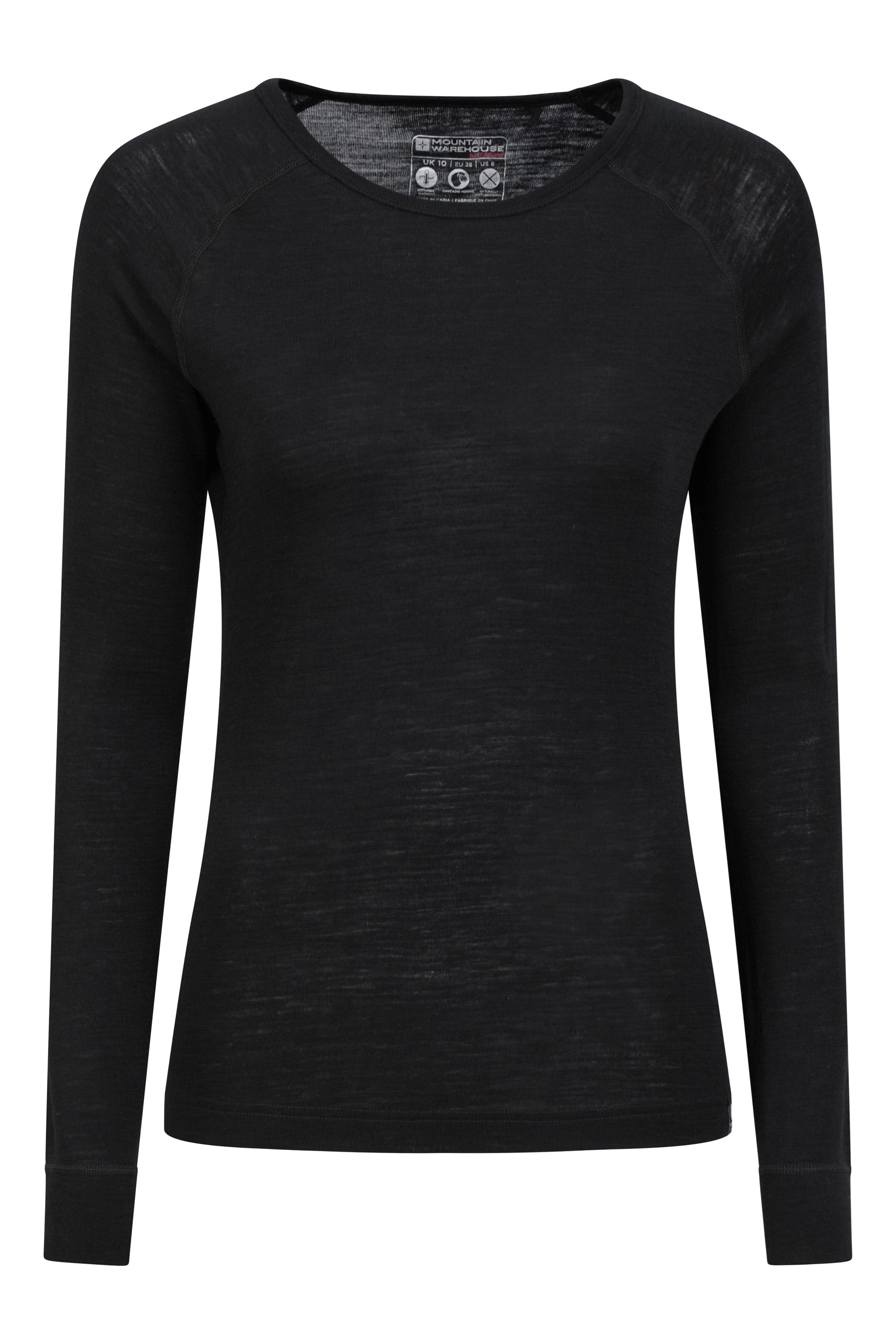 Bild von Merino Rundhals Damen Thermo-Oberteil - Schwarz