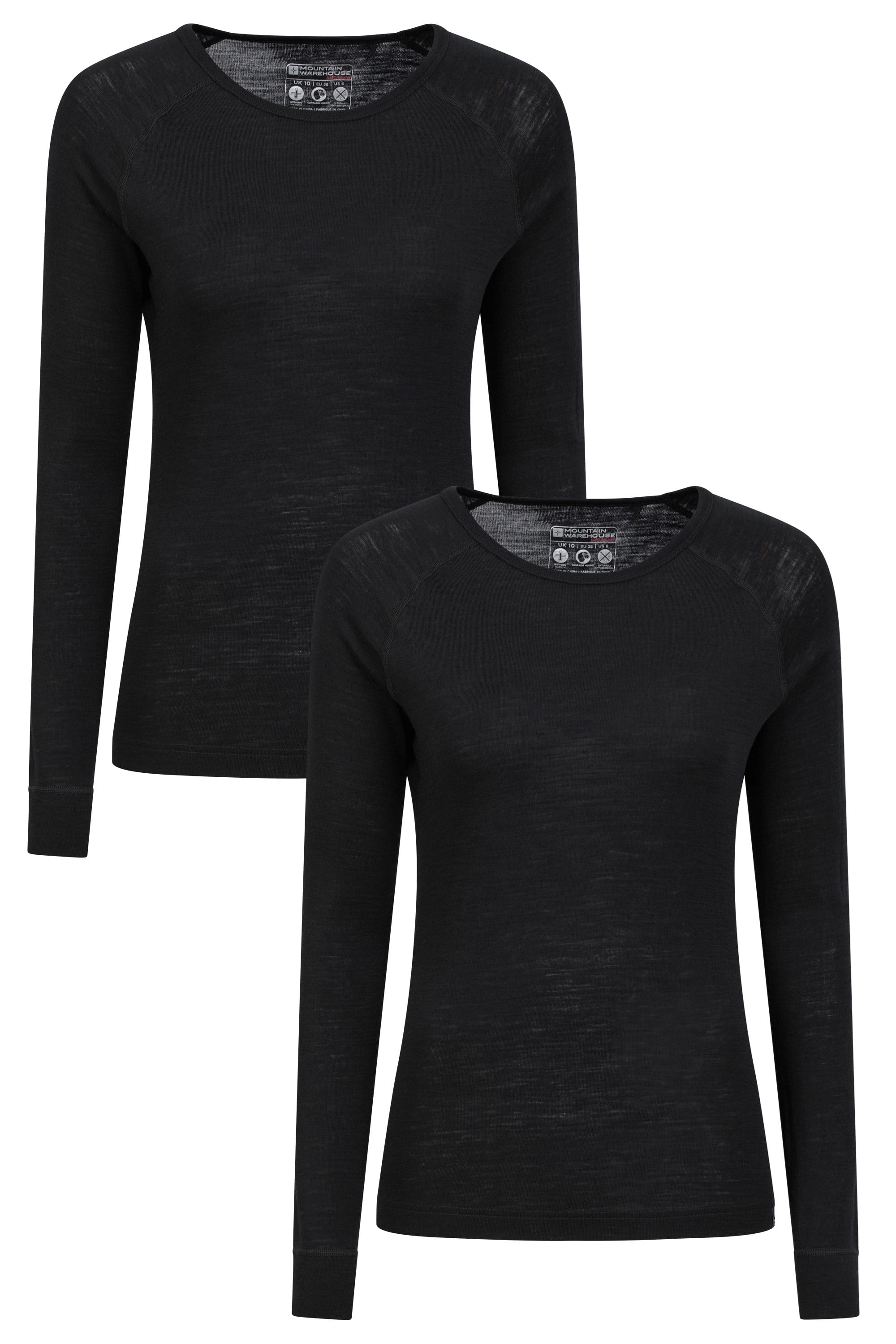 Bild von Merino Damen Rundhalsoberteil - Multipack - Schwarz