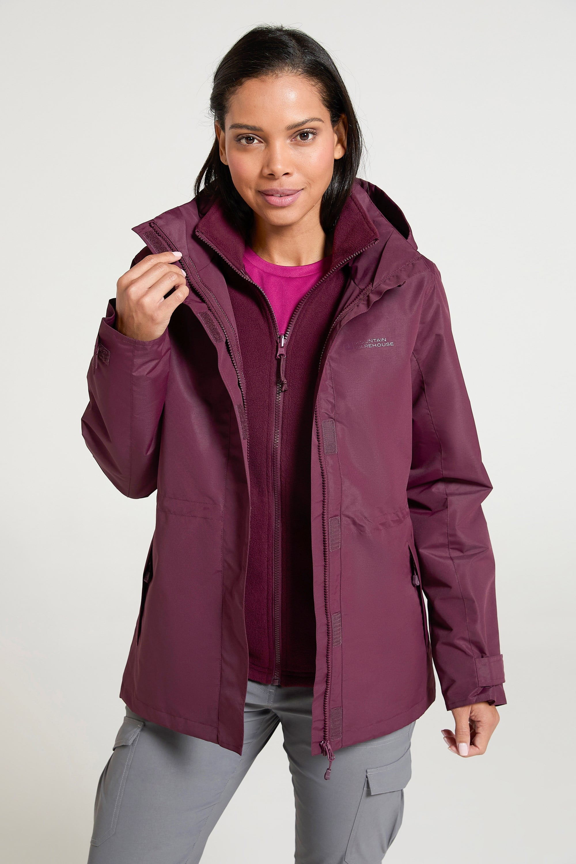 Bild von Fell II 3 in 1 Wasserabweisende Damenjacke - Burgunderrot