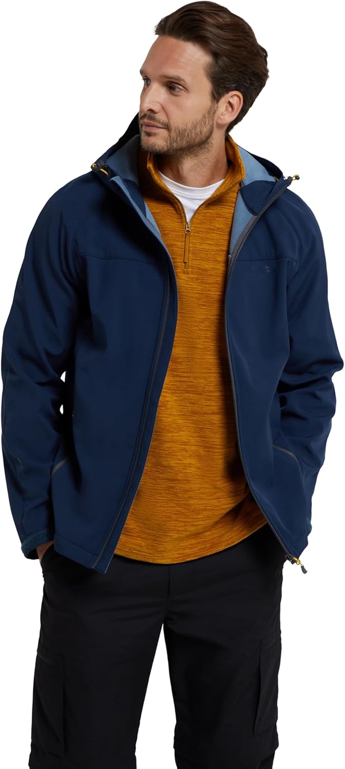 Bild von Mountain Warehouse Exodus Softshell-Jacke für Herren - Praktische Outdoor-Jacke, Wasserabweisende Herrenjacke, anpassbare Windbreaker für Herren - für den Herbst Schwarz Large