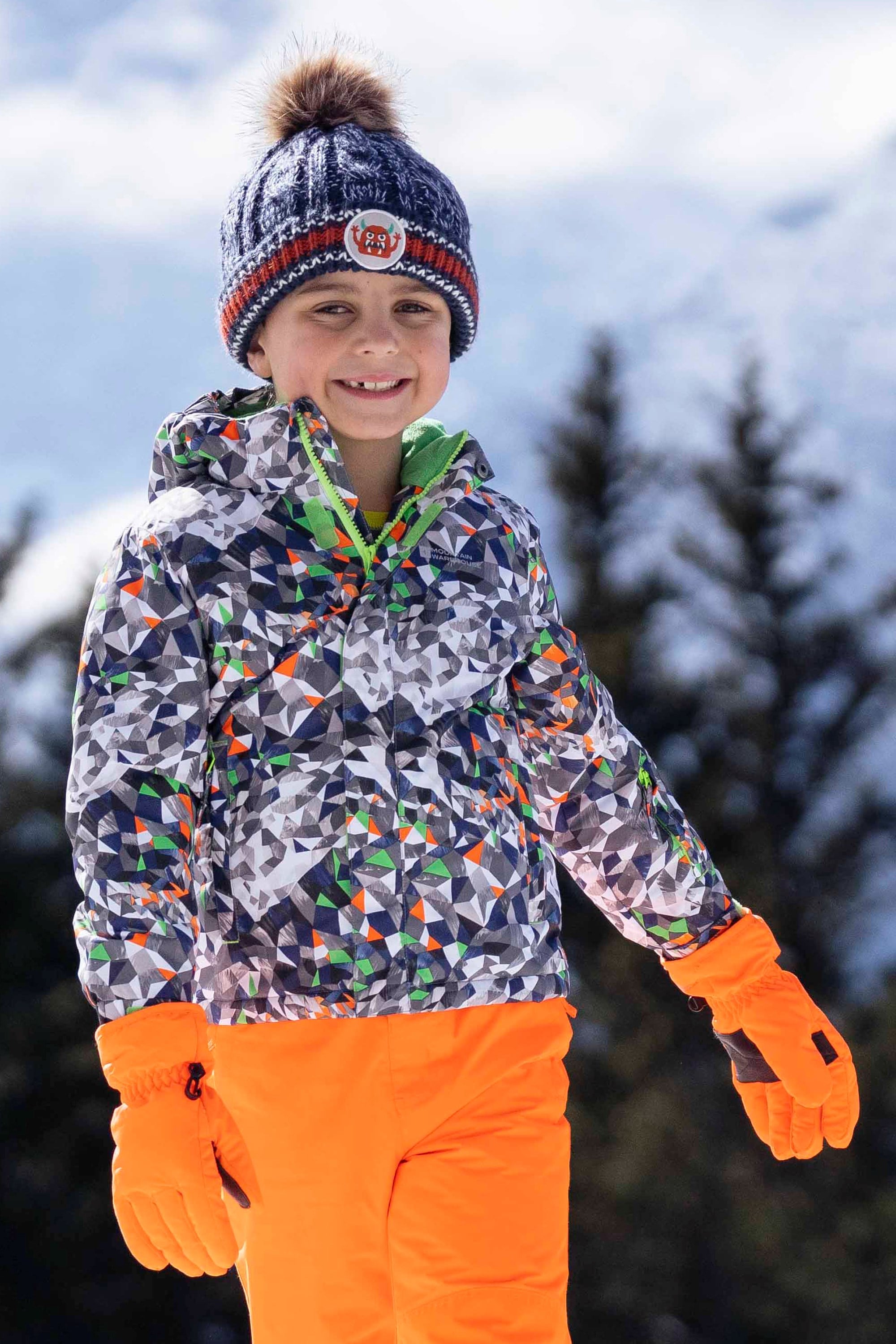 Bild von Mogal Gemusterte Kinder-Skijacke - Mittel-Blau