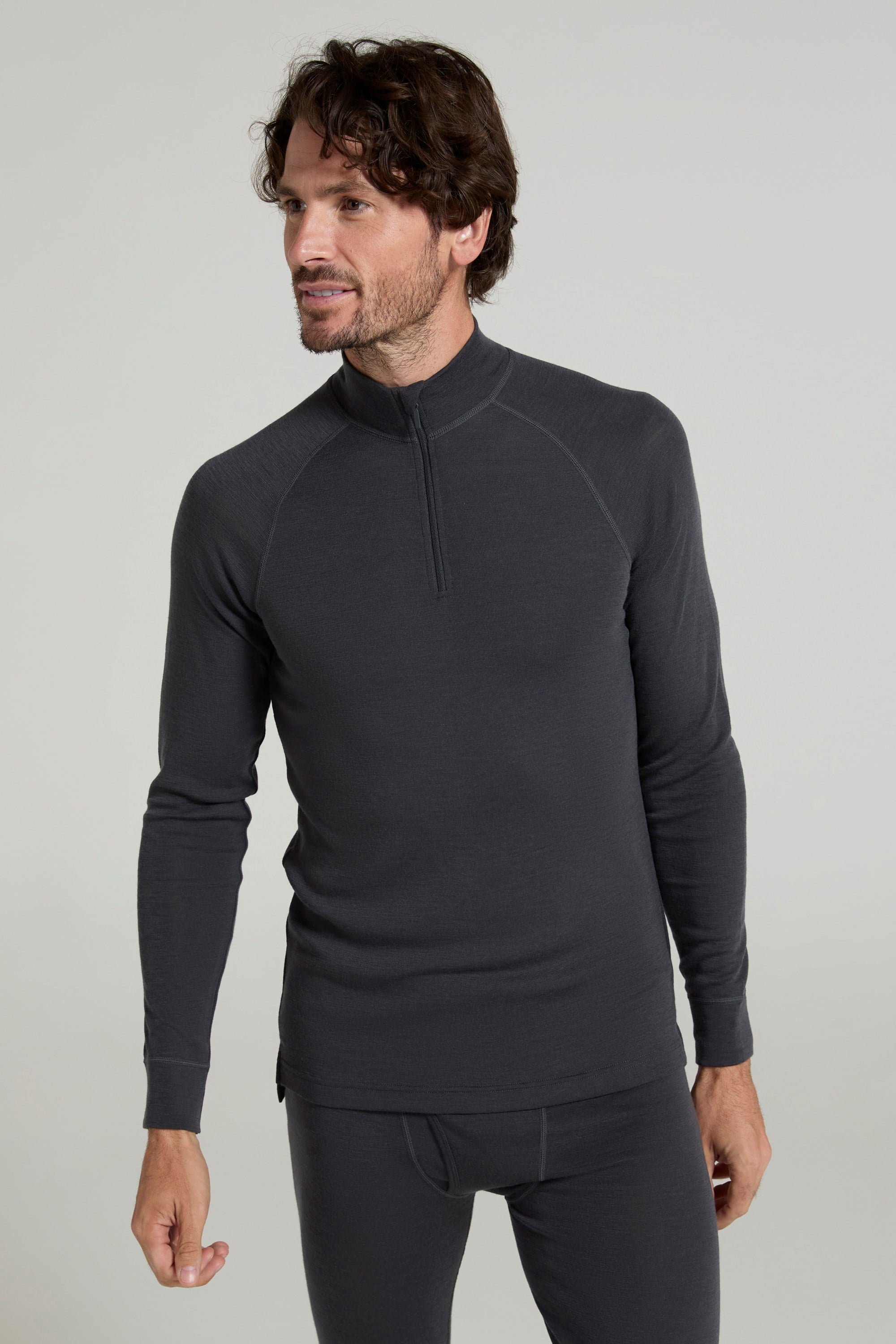 Bild von Merino II Herren Langarmshirt mit Reißverschluss - Grau