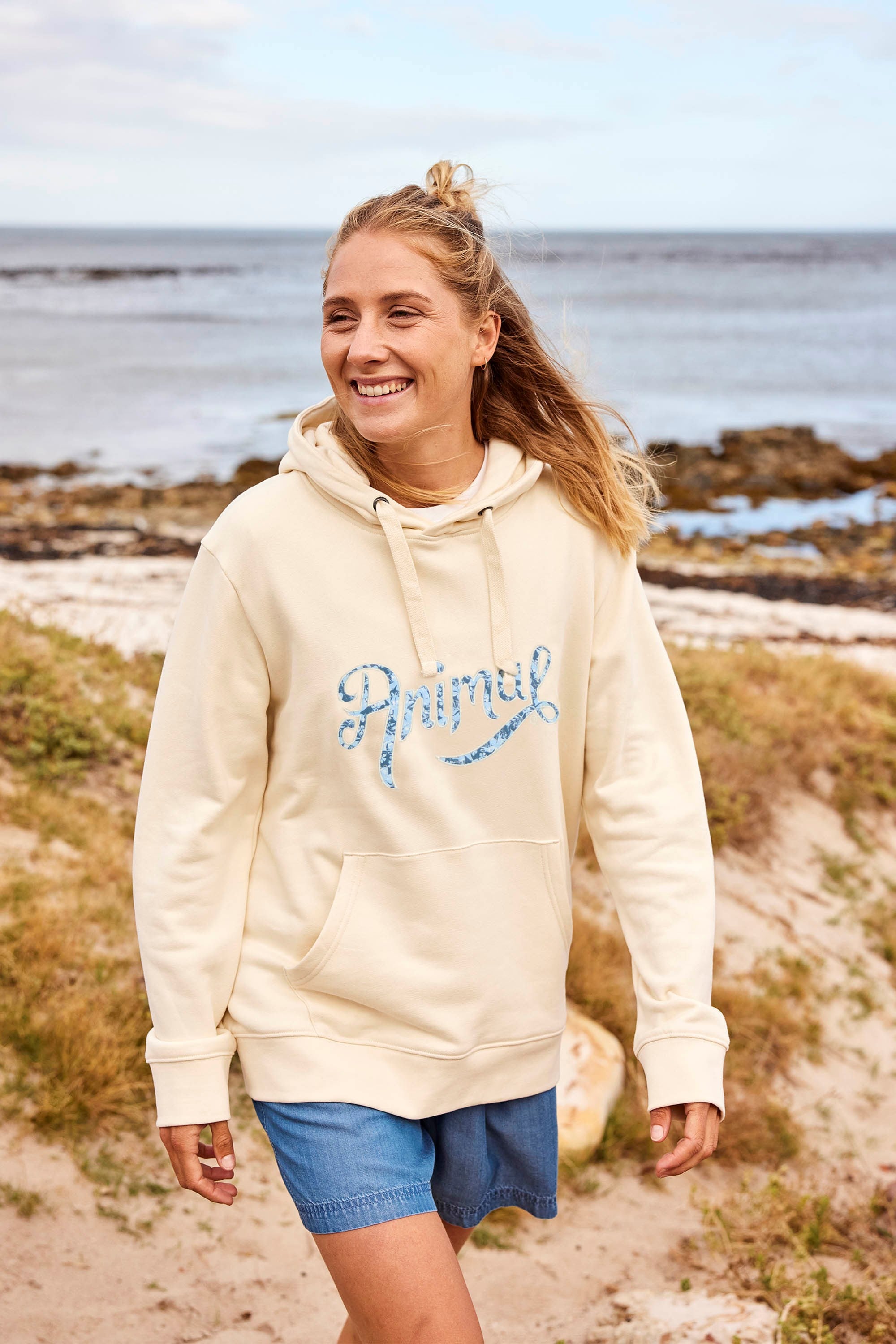 Bild von Maya Graphic Damen Kapuzenpullover - Grauweiß