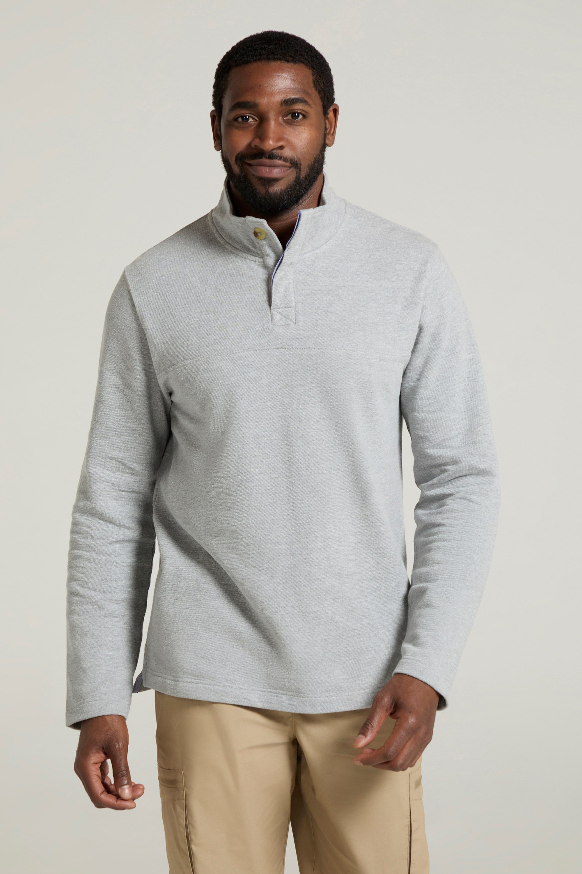 Bild von Bude Herrenpullover mit Knopfleiste - Grau