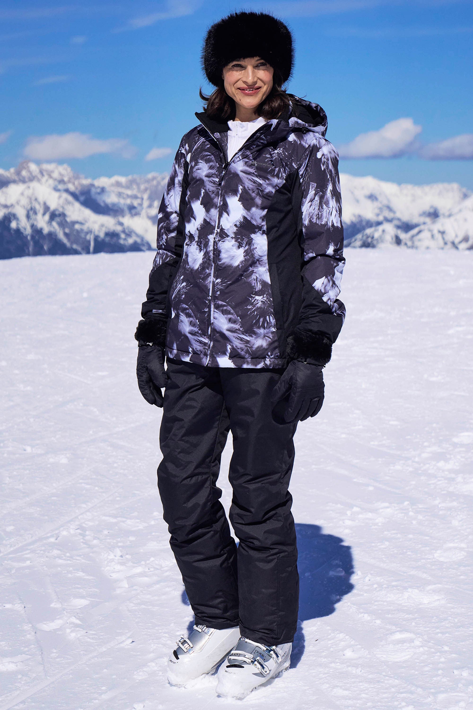 Bild von Gemusterte Damen Skijacke & -hose - Schwarz/Weiß