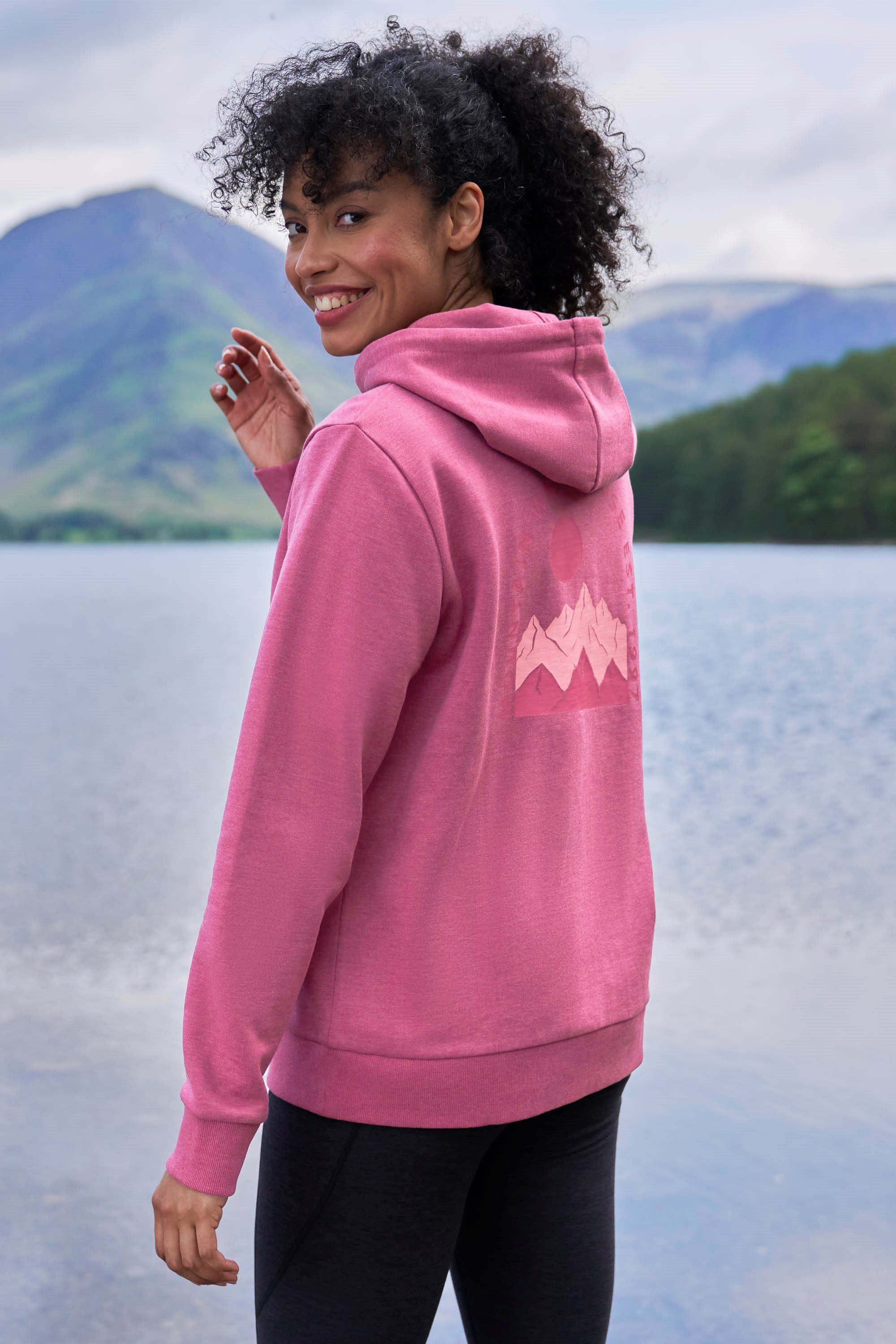 Bild von Mountain Scene Damen Jersey Kapuzenpullover - Rosa