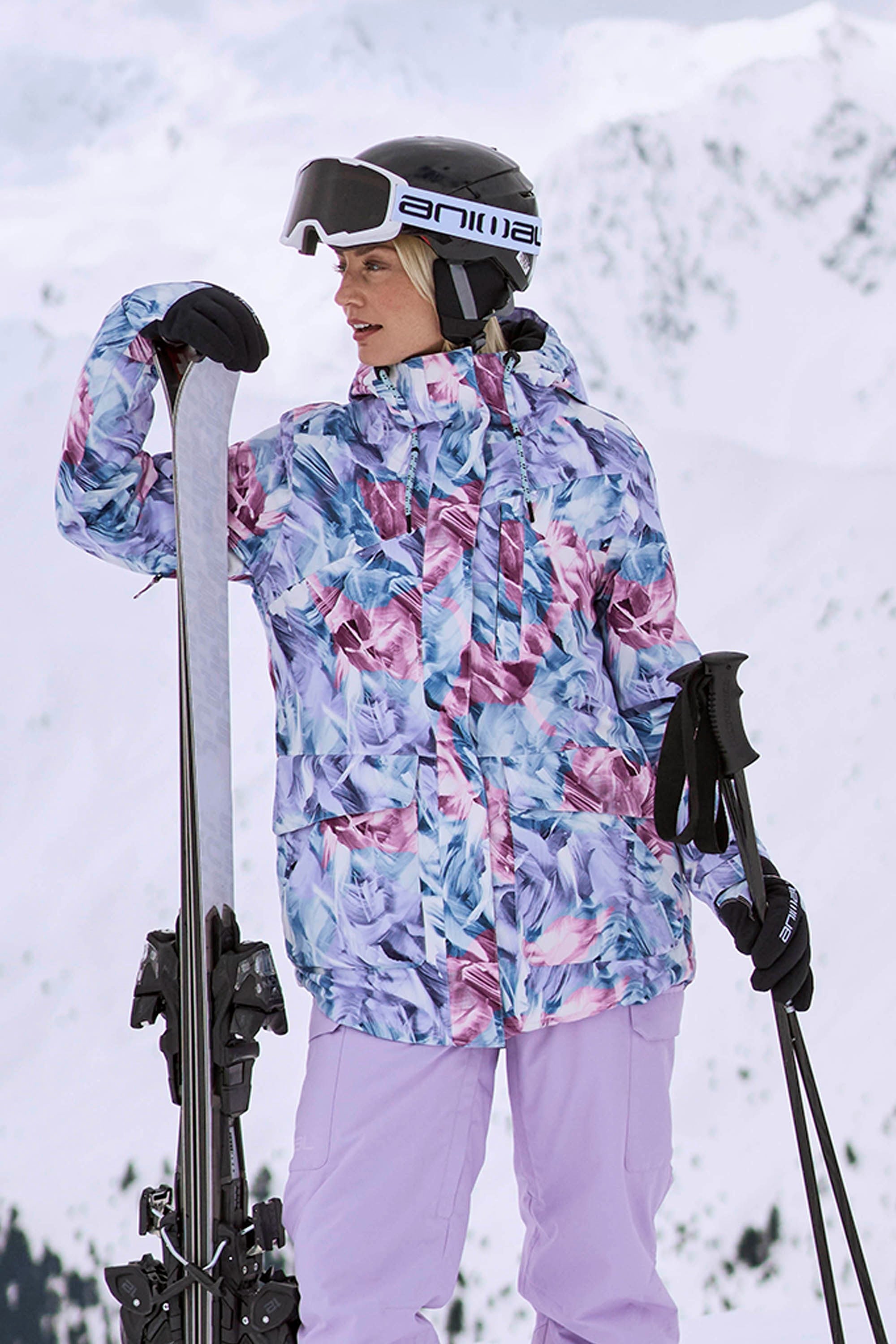 Bild von Tignes Gemusterte Schneejacke für Damen - Rosa