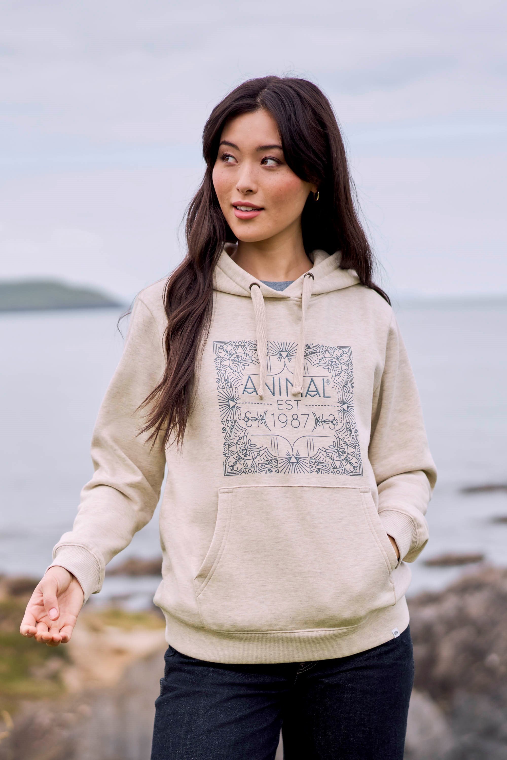 Bild von Maya Graphic Damen Kapuzenpullover - Beige