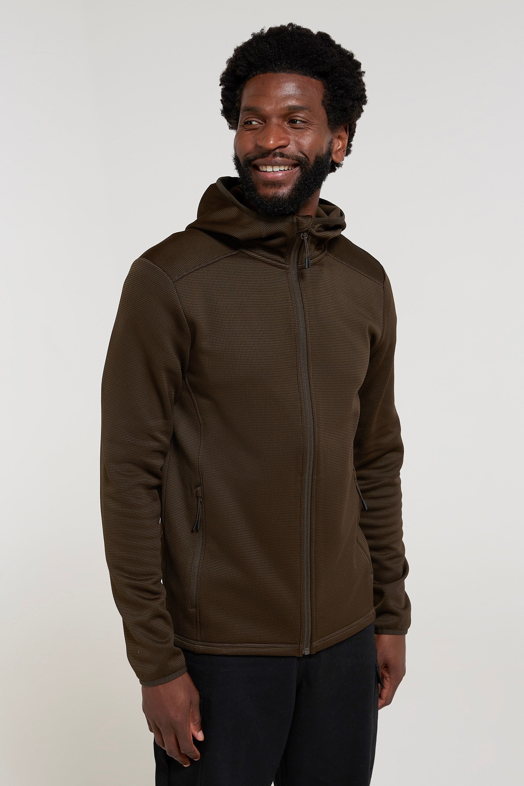 Bild von Hike Active Herrenkapuzenpullover mit Reißverschluss - Dunkel-Khaki