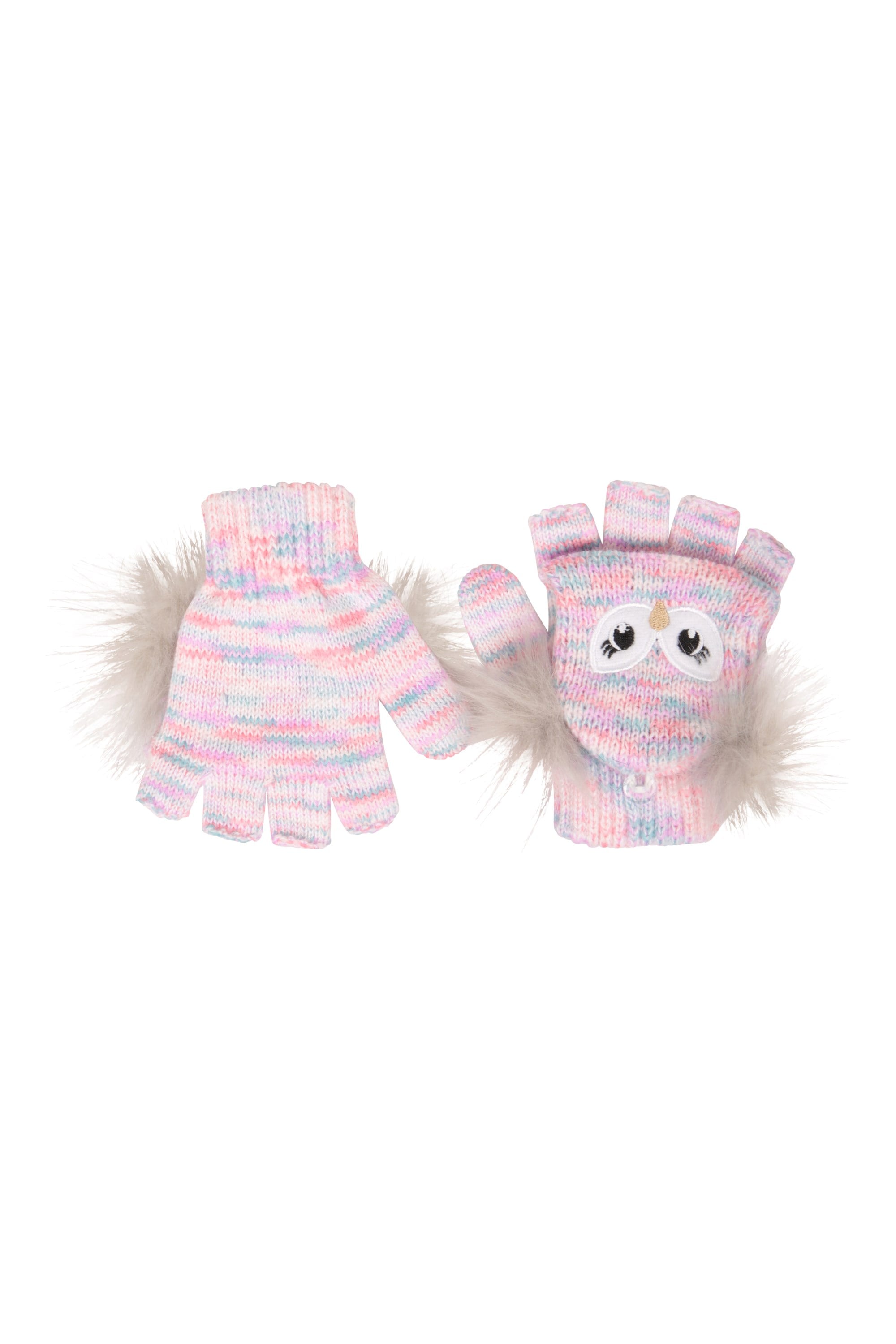 Bild von Eulen Kinder-Strickhandschuhe - Rosa