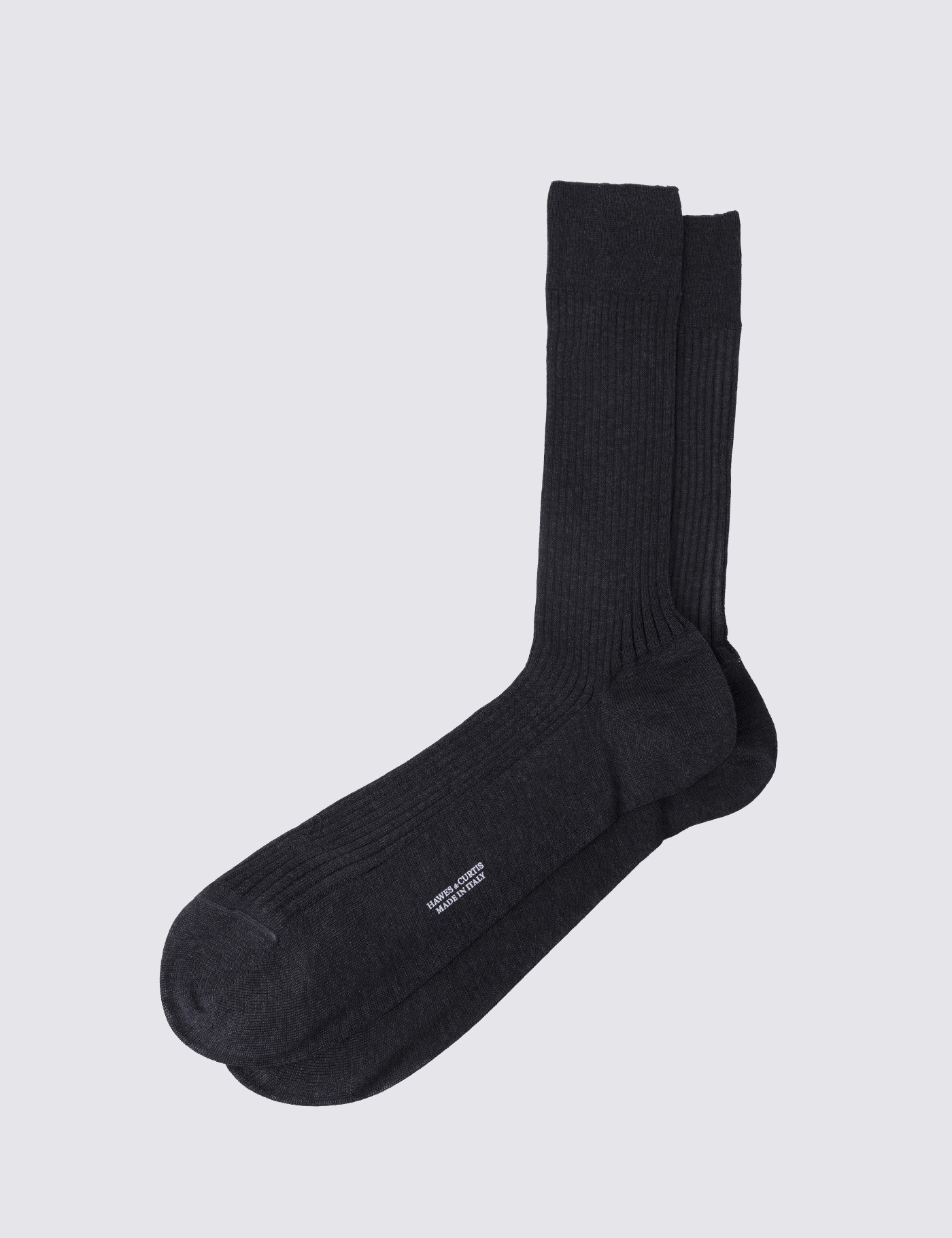 Bild von Hawes & Curtis Herren Anzugstrümpfe – Business-Socken – fein gerippt – Baumwolle – dunkelgrau Charcoal Uni Men's