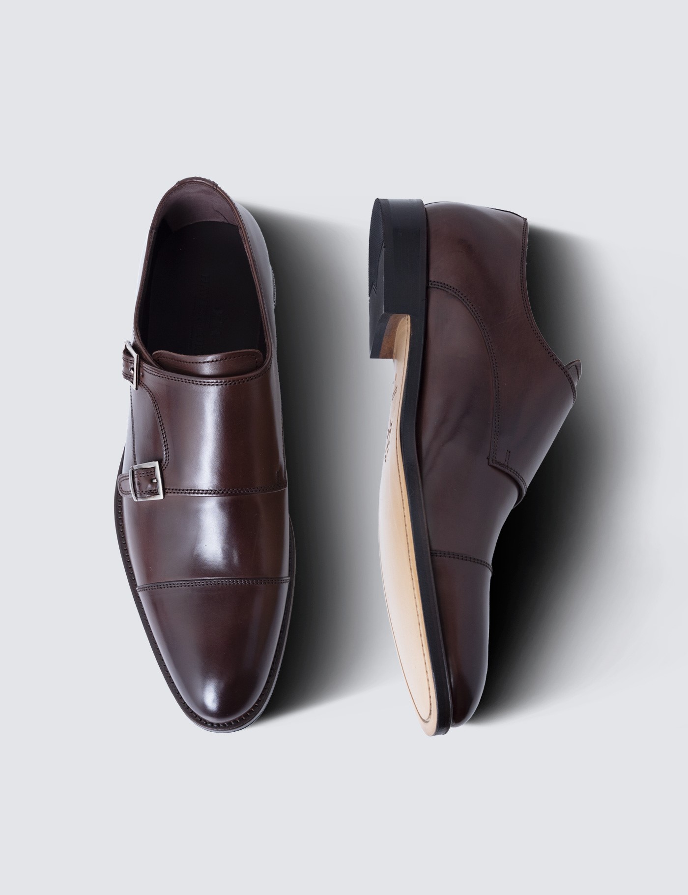 Bild von Hawes & Curtis Doppel-Monk Schuhe – Leder – Dunkelbraun Uni Men's