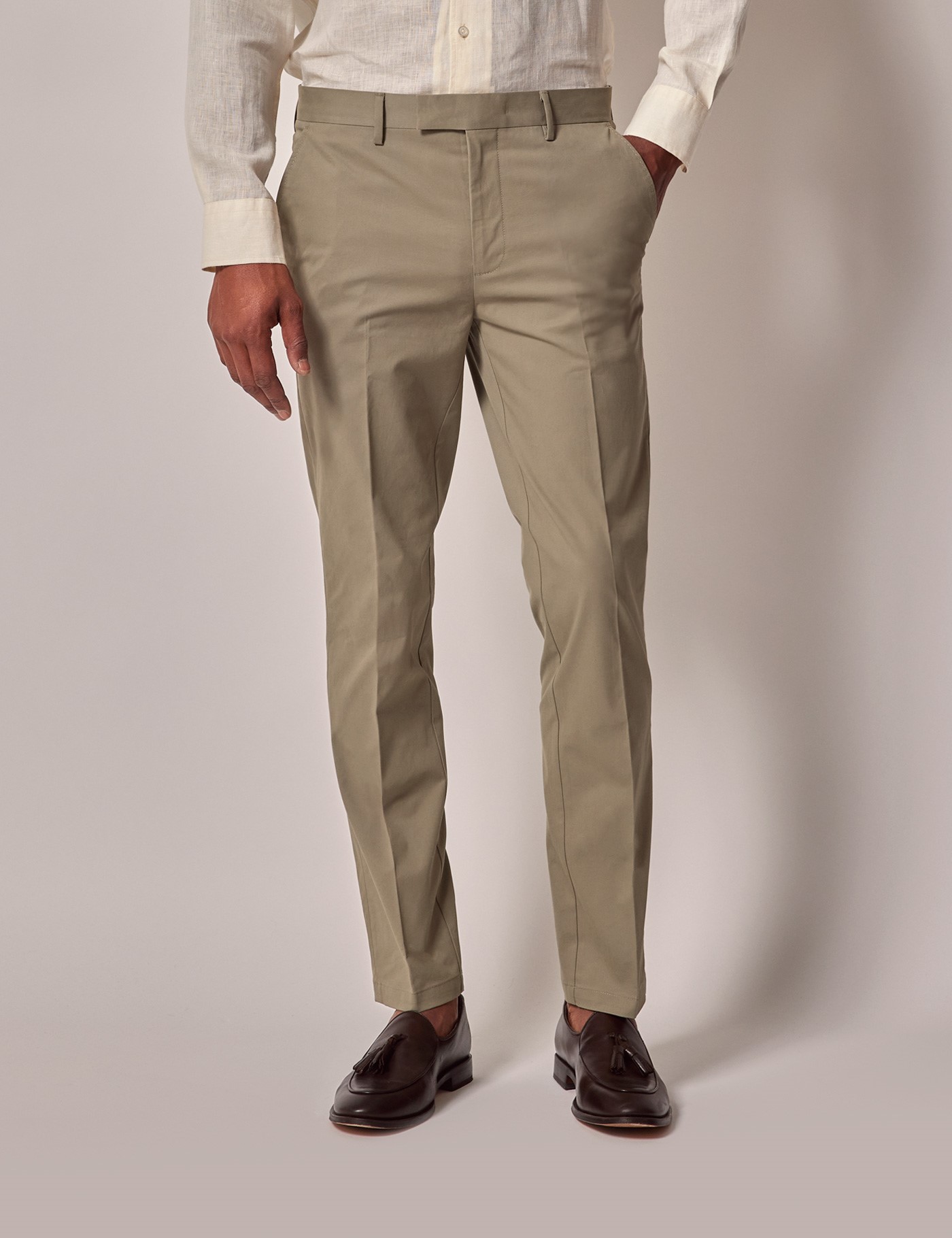 Bild von Hawes & Curtis Herren Chino – Slim Fit – Hellgrün Light Green Baumwollstretch Uni Men's