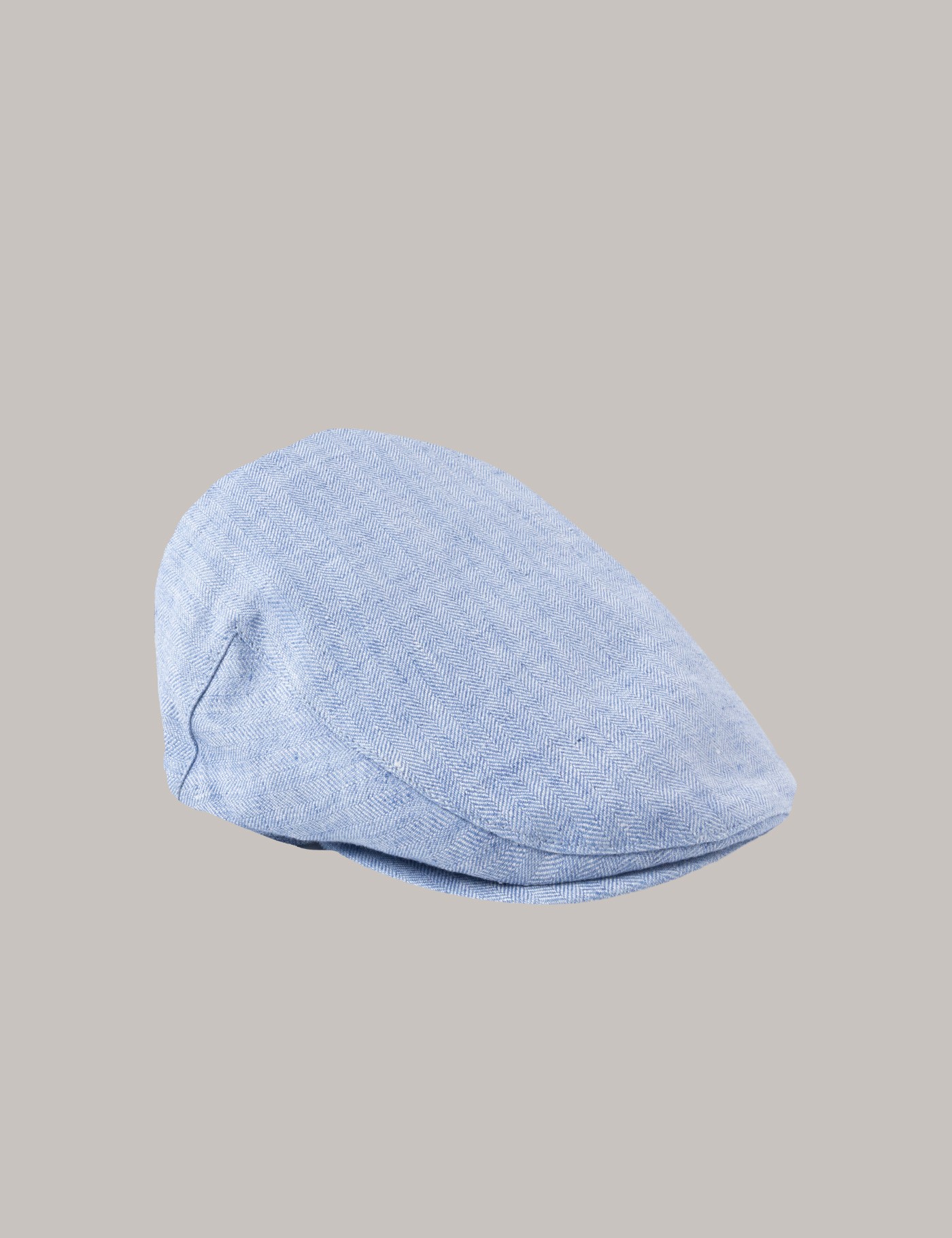 Bild von Hawes & Curtis Leinen Schiebermütze – Flat Cap – hellblau Fischgrat Uni Men's