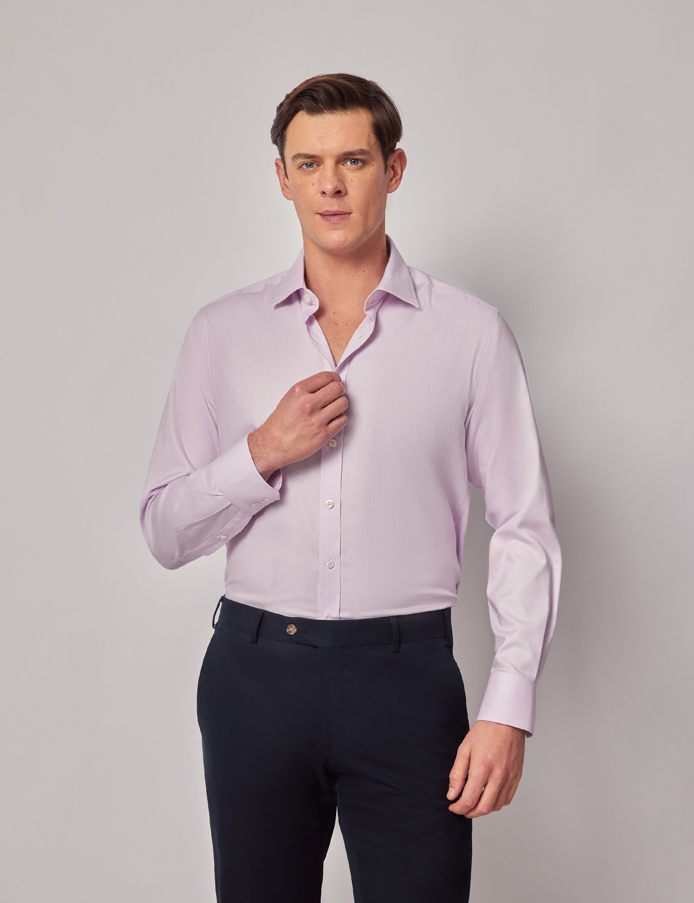 Bild von Hawes & Curtis Fliederfarbenes Businesshemd – Tencel™ Baumwollstretch – Slim Fit Flieder Uni Men's