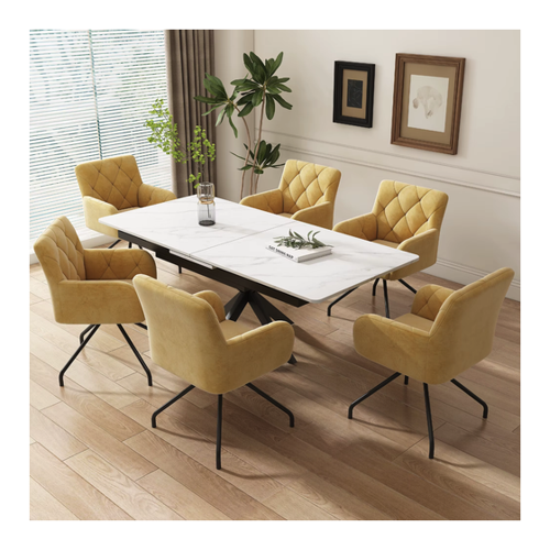Bild von Elegantes 6er Set Esszimmerstühle mit Rautenmuster