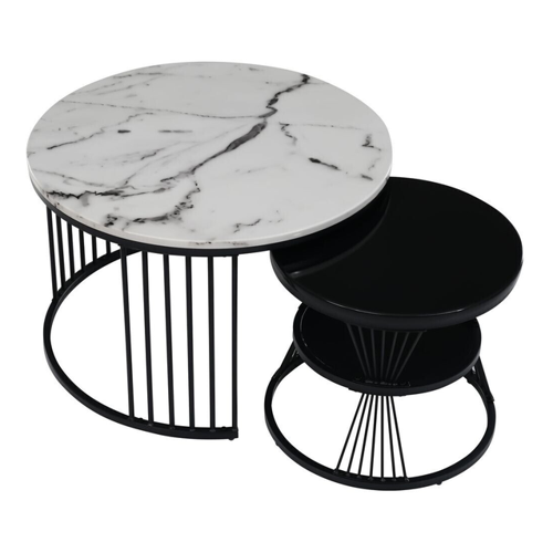 Bild von Elegantes Merax 2er Set Couchtisch in Marmoroptik