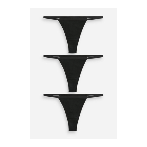 Bild von Next String 3er-Pack Slips aus gerippter Baumwolle, Tanga (4-St)