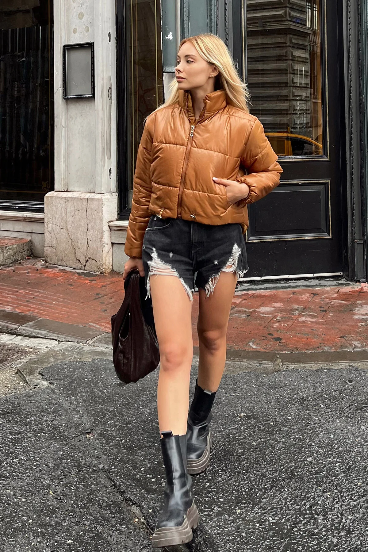 Bild von Trend Alaçatı Stili Winterjacke Braun Puffer für Damen - 38