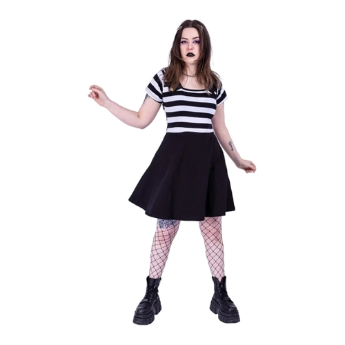 Bild von Rockabella Isolde Dress – Elegantes kurzes Kleid für Frauen in Schwarz/Weiß
