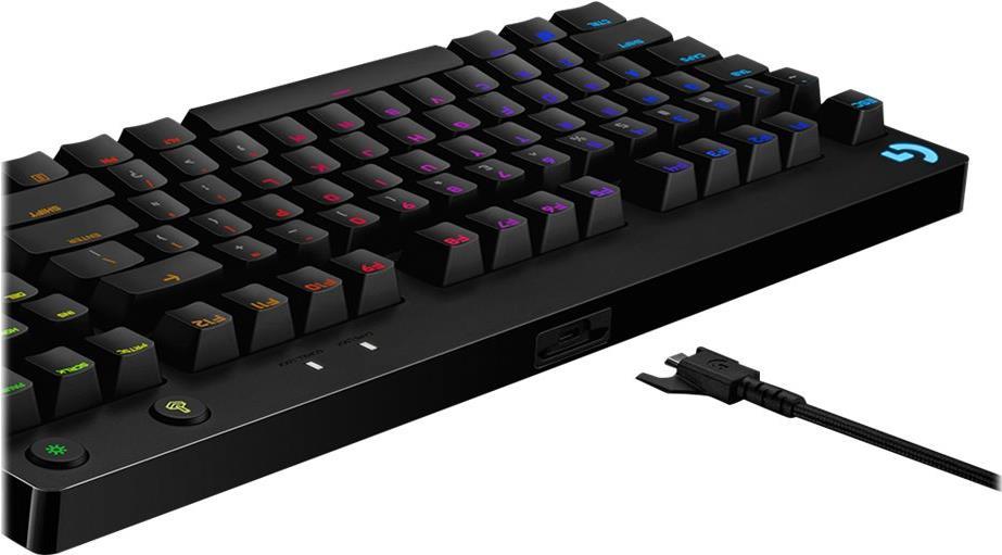 Bild von Logitech G Pro Mechanical Gaming Keyboard - Tastatur - backlit - USB - Gesamtnordisch - Tastenschalter: GX Blue Clicky - Schwarz