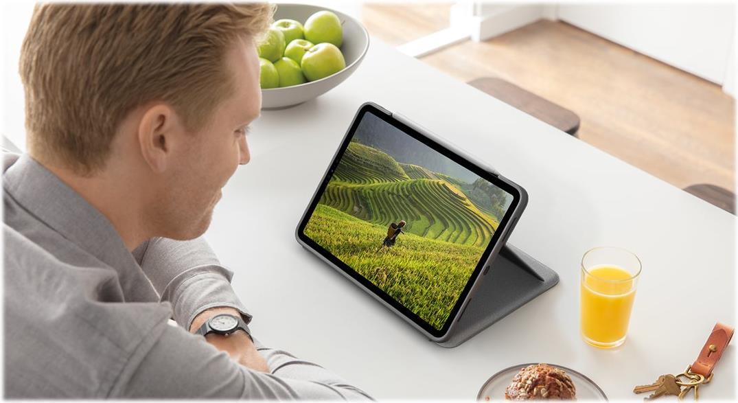 Bild von Logitech Folio Touch - Tastatur und Foliohülle - mit Trackpad - hinterleuchtet - Apple Smart connector - QWERTZ - Schweiz - Oxford Gray - für Apple 10.9  iPad Air (4. Generation)