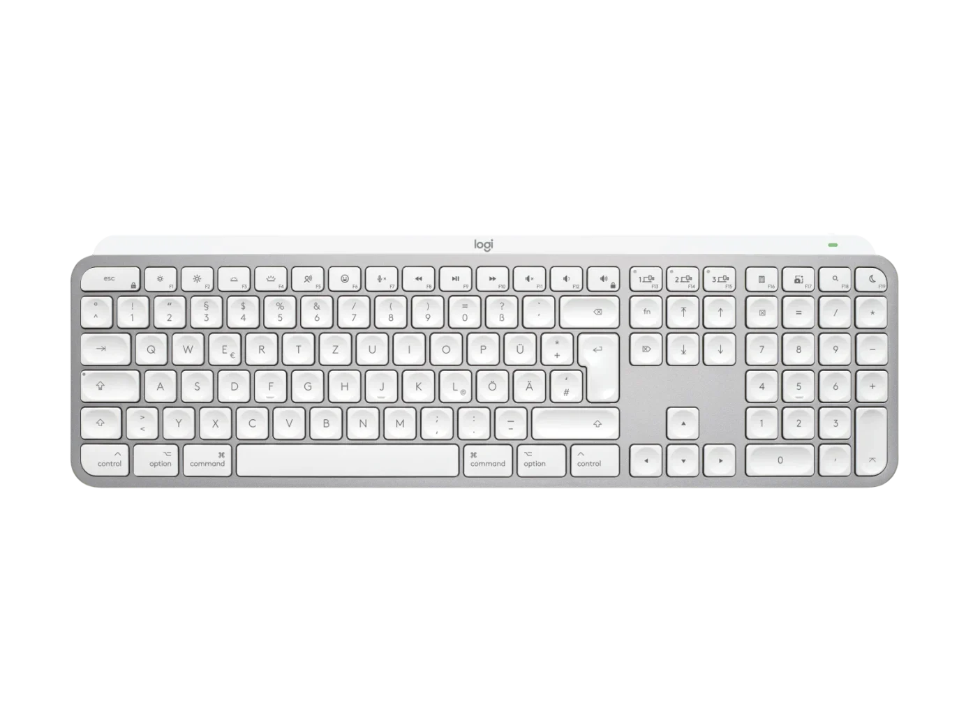 Bild von Logitech MX Keys S for Mac, 920-011624, Kabellos, RF Wireless + Bluetooth, Scherenschalter, QWERTZ, LED, Alumini