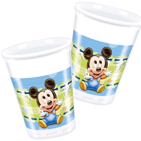 Bild von 8 Mickey Baby Plastikbecher 200ml, Trinkbecher für Disney Partys