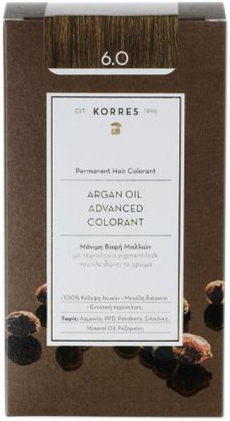 Bild von KORRES Argan Oil Colorant – ammoniakfreie Haarfarbe Dunkelblond 6.0 – 100% Grauhaarabdeckung & vegan für ein langanhaltendes Farbergebnis