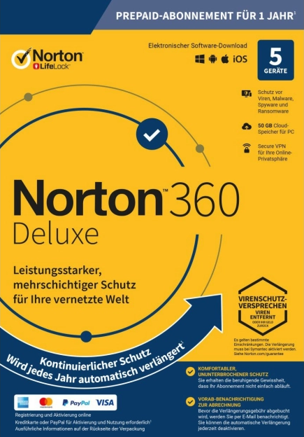 Bild von Norton 360 Deluxe - 25 GB - Nessun abbonamento (Dispositivo/i: 5 Dispositivoi)