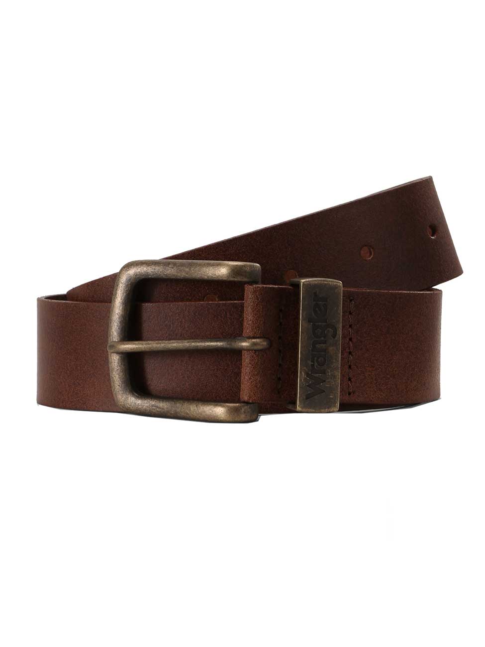 Bild von Wrangler Herren Jeans Leder Gürtel Metal Loop - Braun - Cognac
