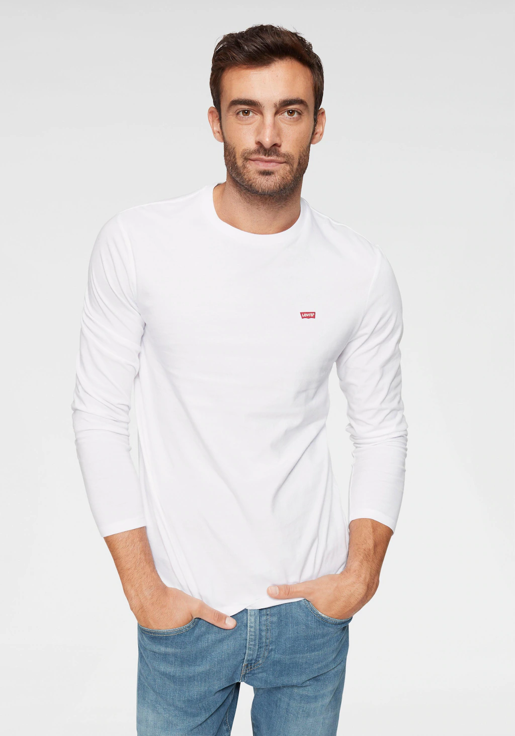 Bild von Levi's Herren Long-Sleeve Original Housemark Tee T-Shirt, Cotton + Patch White, XXL