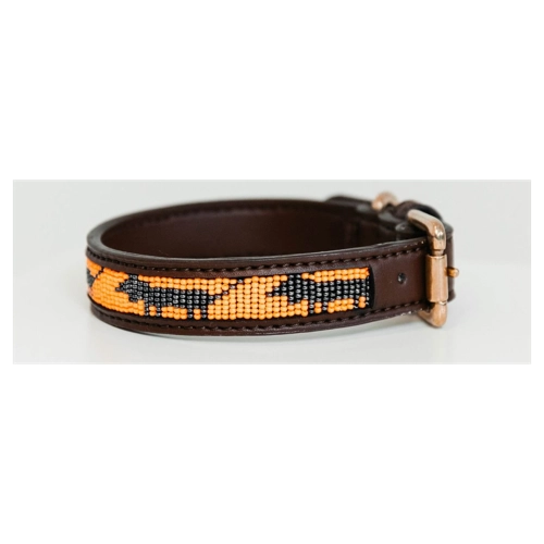 Bild von Kentucky Dogwear - Hundehalsband - Handgeknüpfte Perlen - Orange Mix - Größe L - 62cm
