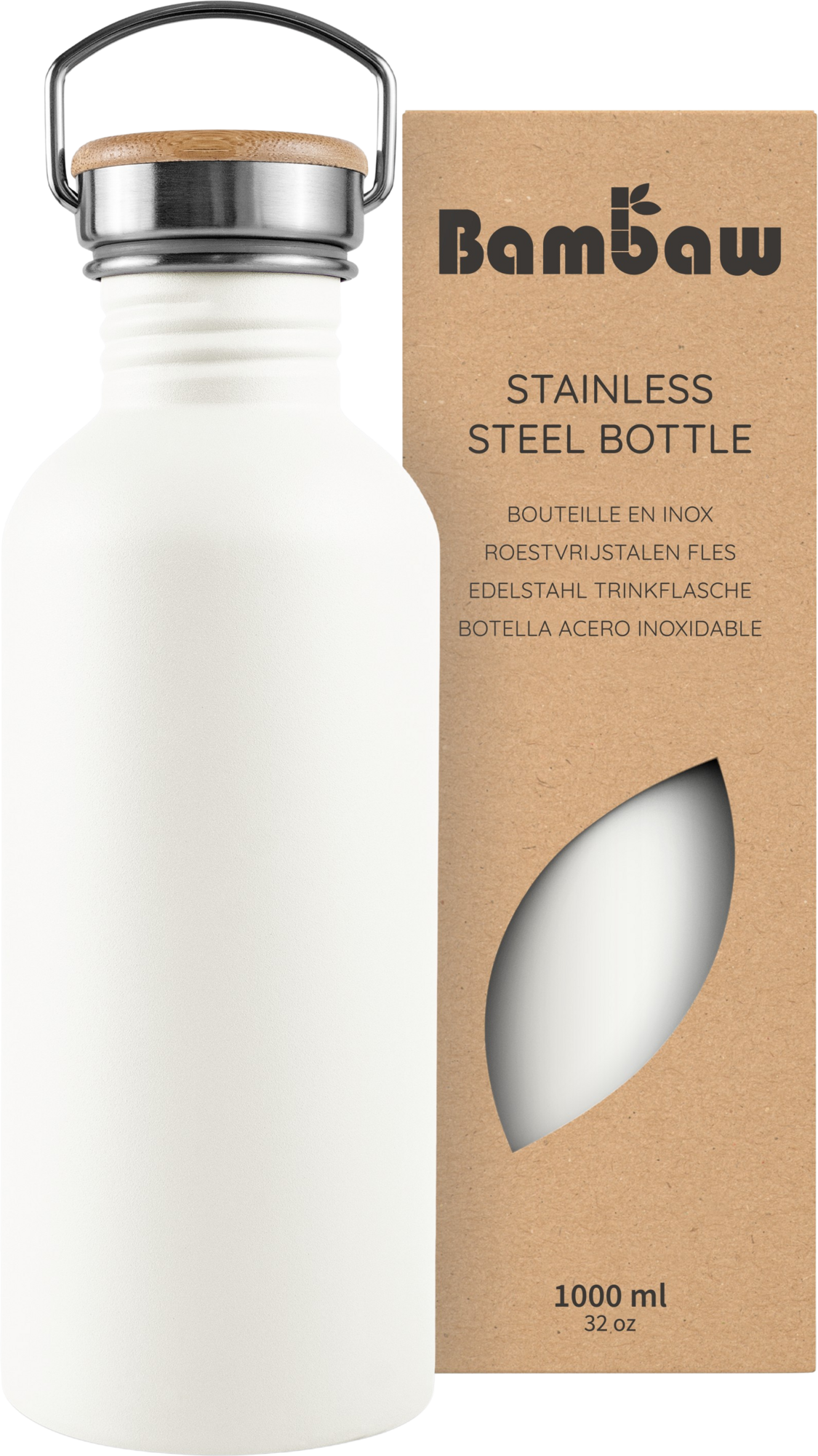 Bild von Bambaw Edelstahlflasche 1000 ml - Polar White