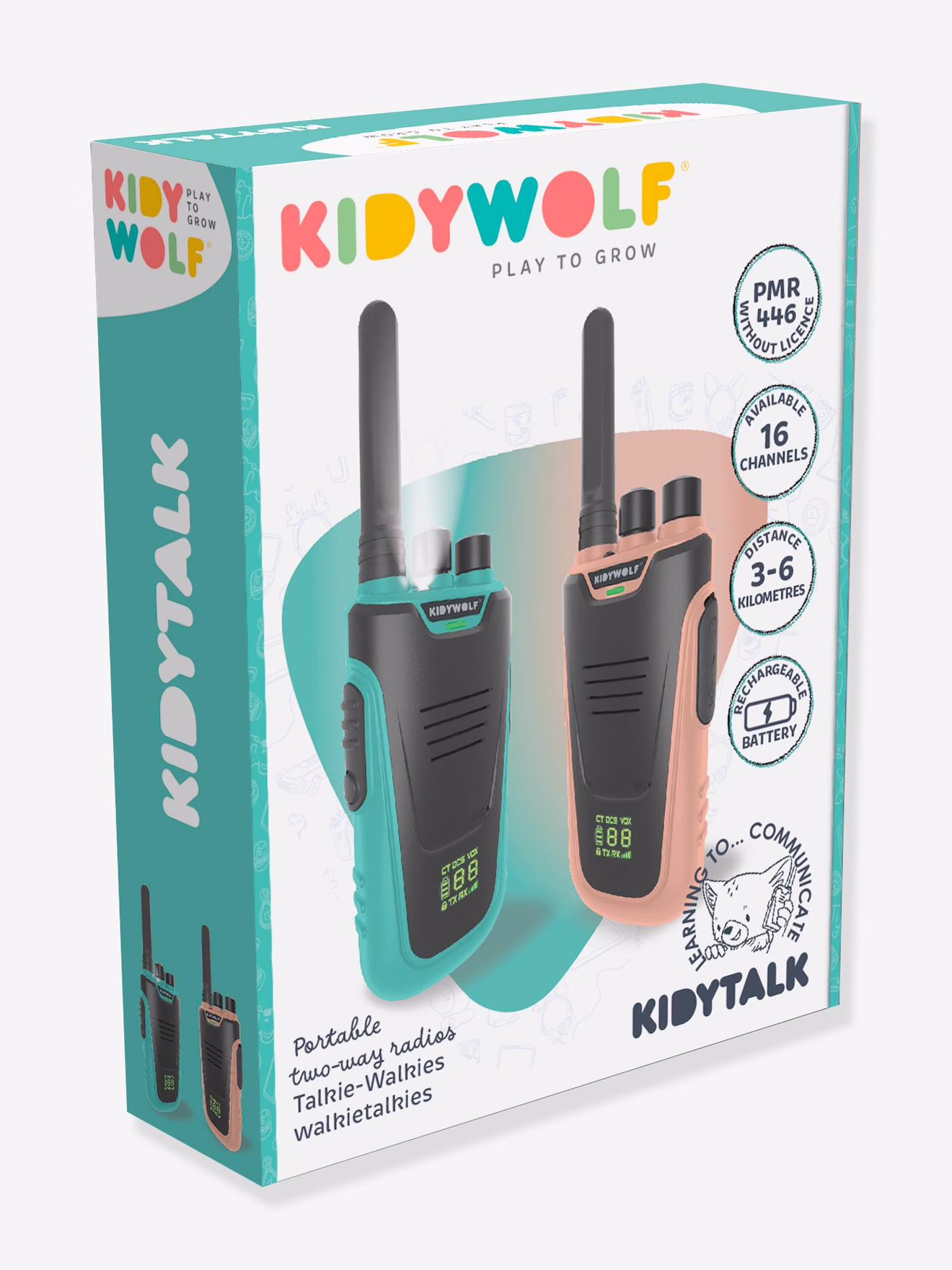 Bild von Kidywolf Walkie-Talkies mit Taschenlampe hellblau/rosa (6 km), Walkie-Talkie, Blau