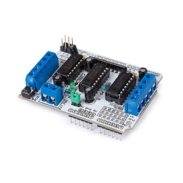 Bild von Whadda L293D Motor-Treiber-Shield für Arduino®, ideal zum Ansteuern von DC- oder Schrittmotoren, Thermisch gesichert