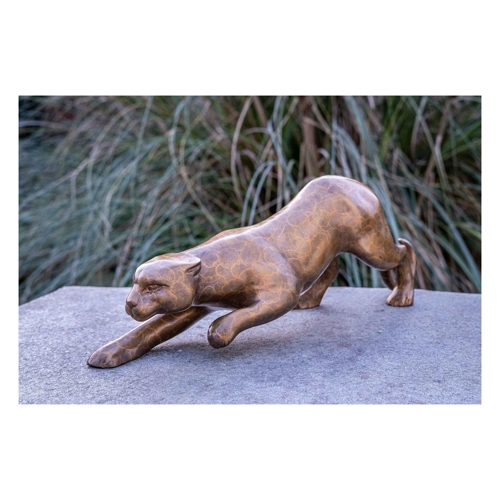 Bild von IDYL Gartenfigur Kleiner Jaguar – Robuste Bronze-Skulptur für Garten und Wohnraum