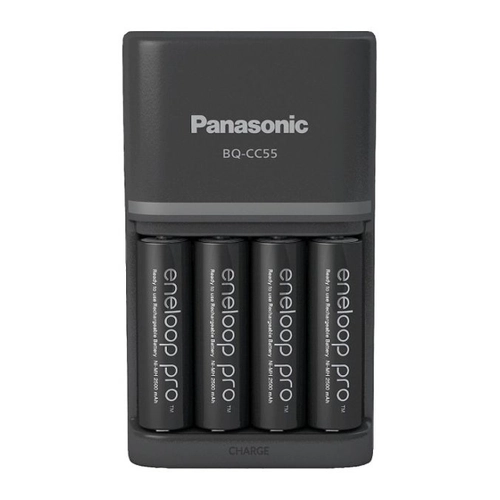 Bild von Panasonic eneloop Smart & Quick Charger Akku Ladegerät BQ CC55 + 4x eneloop pro AA 2.500 mAh K-KJ55HCD40E