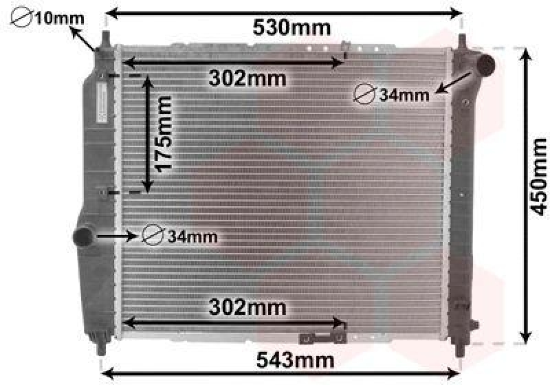 Bild von VAN WEZEL 81002066 Kühler, Motorkühlung Kühler, Wasserkühler, Autokühler Aluminium 480 413 16 Kühlrippen gelötet