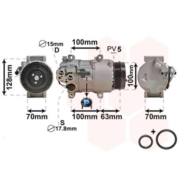 Bild von VAN WEZEL *** IR PLUS *** 3000K404 Kompressor Klimakompressor, Klimaanlage Kompressor, Kompressor, Klimaanlage 6SEU16 12 PAG 46 R134a mit Zubehör