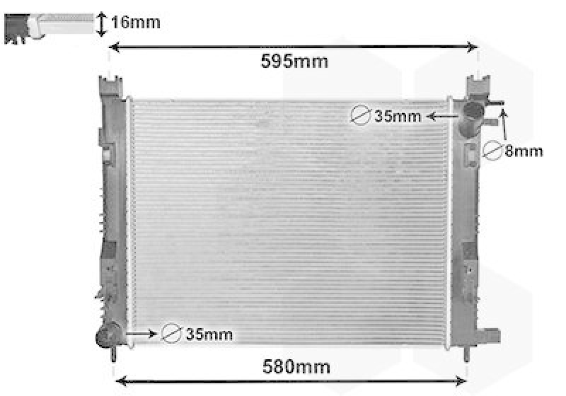Bild von VAN WEZEL 15002007 Kühler, Motorkühlung Kühler, Wasserkühler, Autokühler Aluminium 510 400 16 Kühlrippen gelötet