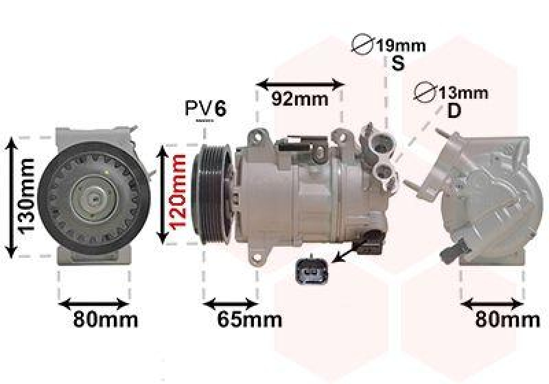 Bild von VAN WEZEL 4001K704 Kompressor Klimakompressor, Klimaanlage Kompressor, Kompressor, Klimaanlage VCS12E PEUGEOT: 308 II Hatchback