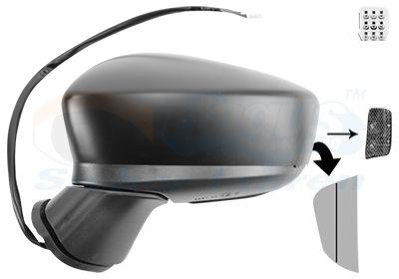 Bild von VAN WEZEL 2744805 Außenspiegel Rückspiegel, Seitenspiegel, Autospiegel links grundiert Komplettspiegel, asphärisch, für elektr.Spiegelverstellung
