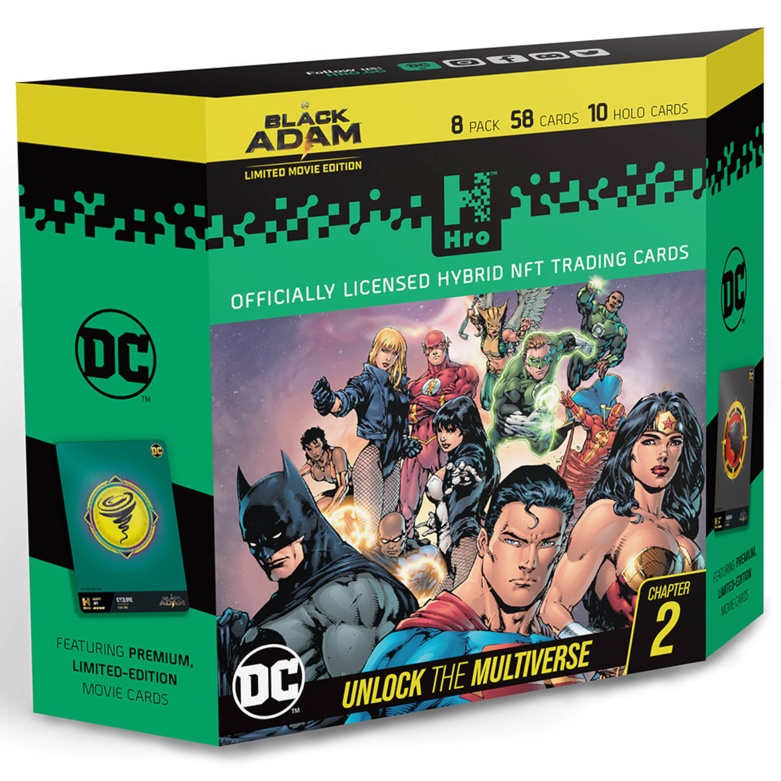 Bild von DC Unlock The Multiverse Black Adam 8-Pack Starter Pack – Hro Hybrid NFT Trading Cards, 58 Cards Starter Pack